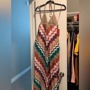 Missoni Metallic Chevron Knot Halter Dress
